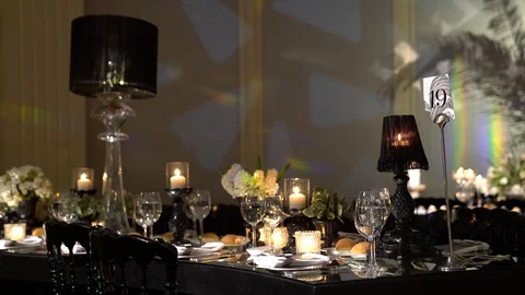 Amazing candles burning on the table Stock Footage 128948538