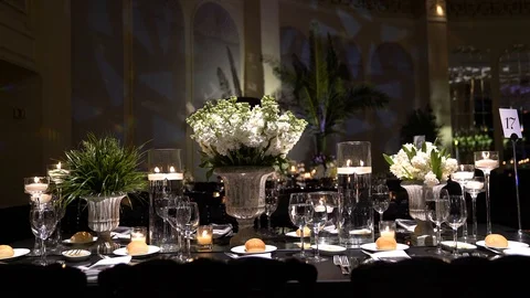 Amazing candles burning on the table Stock Footage 128948622