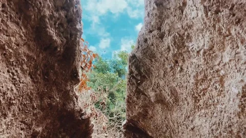 An amazing cave with windows at the top. Spain. Stock Footage 274138996