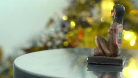 Amazing close-up shot of a Cleopatra statue with wide open wings, hazy Stock Footage 259639044