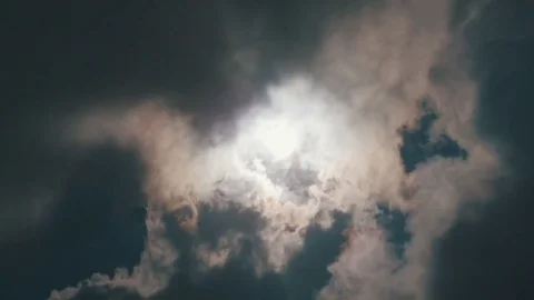 Amazing cloudscape of dark stormy clouds running with the wind Video stock 71767551
