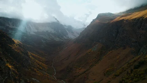 Amazing Cloudscape In High Mountains Territory, View From Drone, Picturesque Stock Footage 254288109