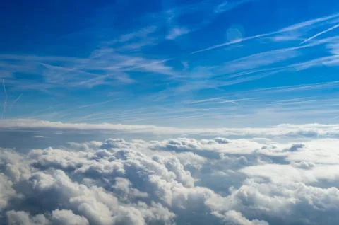 Amazing cloudscape from a plane window somewhere over europe Stock Photos