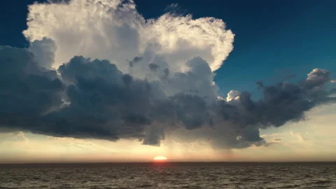 The amazing cloudscape stream on the sunset background. time lapse Stock Footage 137216702