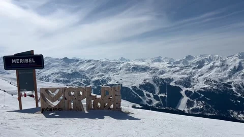 Amazing Col de la Loze slope in Courchevel ski resort next to Meribel Stock Footage 337051907