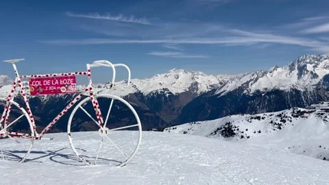 Amazing Col de la Loze slope in Courchevel ski resort by winter Stock Footage 337052089