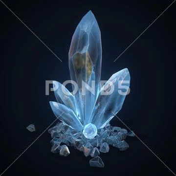 Amazing colorful Quartz Rainbow Blue Aqua Aura crystal macro 3d illustration Stock Illustration