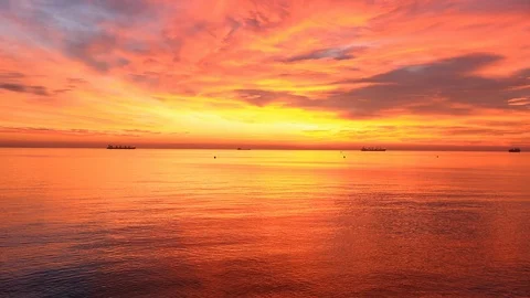 Amazing colorful sunset over the sea Stock Footage 87571253