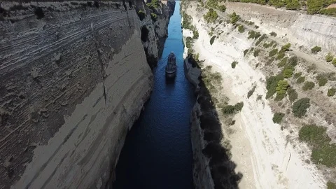 Amazing Corinth Canal in Greece. Beautiful place by drone. Stock Footage