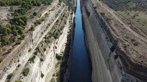 Amazing Corinth Canal in Greece. Beautiful place by drone. Stock Footage