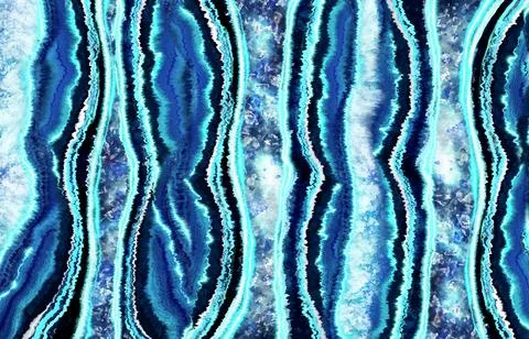 Amazing cross section of blue agate illustration for wallpaper. Blue mineral Stock Illustration