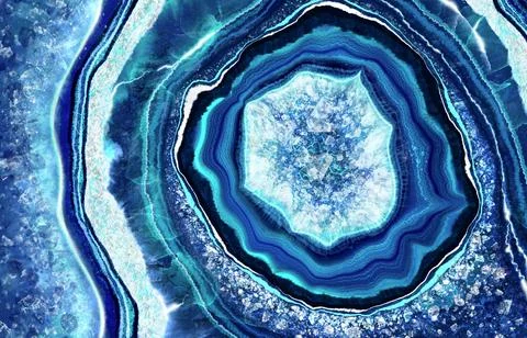 Amazing cross section of blue agate illustration for wallpaper. Blue mineral Stock Illustration