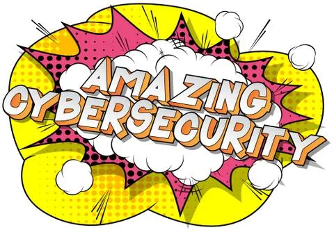 Amazing Cybersecurity - Vector illustrated comic book style phrase on abstrac Stockillustratie