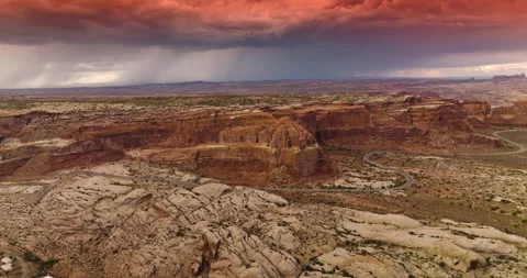 Amazing dramatic blue and pink cloudscape over the majestic canyon in Utah, USA. Stock Footage 212115912