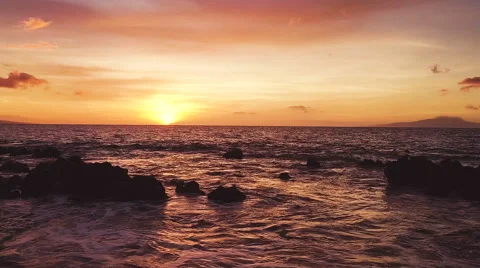 Amazing Dramatic Sunset View. Aerial Shot Flying Low Stock Footage 57060125