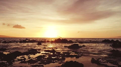 Amazing Dramatic Sunset View. Aerial Shot Flying Low Stock Footage 57061567