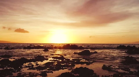 Amazing Dramatic Sunset View in Slow Motion. Aerial Shot Flying Low Stock Footage 57057525