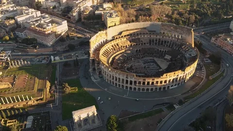 AMAZING DRONE CINEMATIC FOOTAGE OF THE COLOSSEUM IN ROME, ITALY Stock Footage