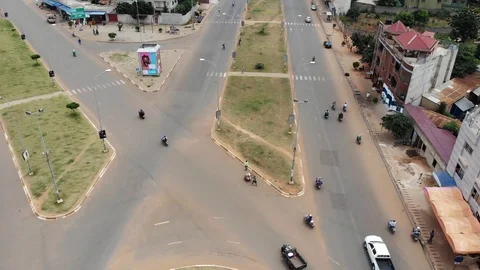Amazing Drone Pull Back from Two Roads to Monument Stock Footage 118386982