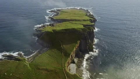 Amazing Drone Shot Flying Through Clouds Overlooking Neist Point, Scotland Stock Footage 236556774