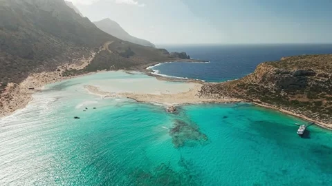Amazing drone view of Balos Lagoon and white sandy beach, Crete, Greece Stock-Footage 323535714