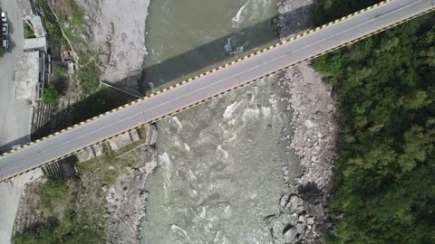 Amazing Drone View of Kohala Bridge, Kashmir, Pakistan - Sep 9 2023 Stock Footage 258071971