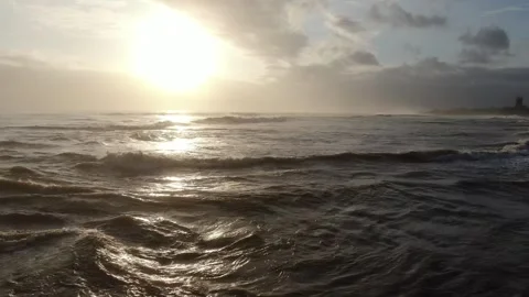 Amazing drone view over the ocean waves in bali Stock Footage 303629972