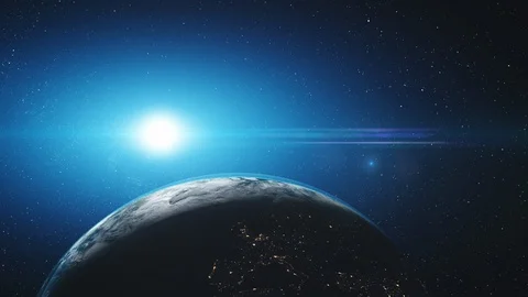 Amazing earth rotate starry orbit outer ... | Stock Video | Pond5