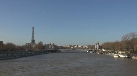 Amazing Eiffel Tower and Alexander Bridge Stock Footage