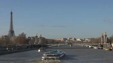 Amazing Eiffel Tower and Alexander Bridge Stock Footage 10763079