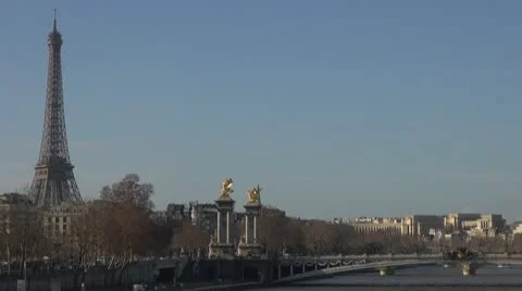 Amazing Eiffel Tower and Alexander Bridge paris traffic symbol tourism Stock Footage 10763232