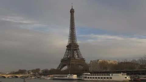 Amazing Eiffel Tower and Sena river Stock Footage 10771848