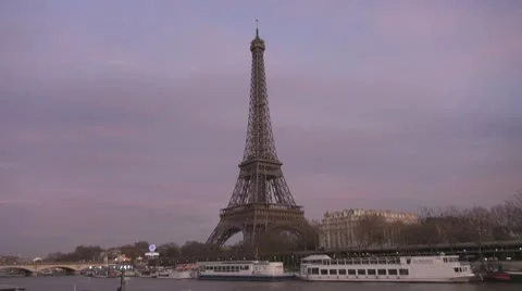 Amazing Eiffel Tower and Sena river paris Stock Footage 10772037