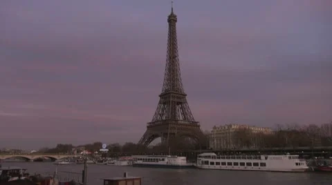 Amazing Eiffel Tower and Sena river Stock Footage 10774136