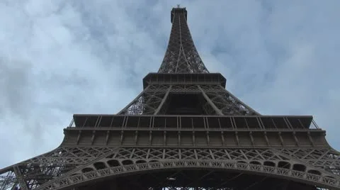 Amazing Eiffel Tower paris symbol cloudy day Stock Footage 10763420