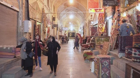 Amazing evening view of Vakil Bazaar in Shiraz, Iran Stock Footage 100738701