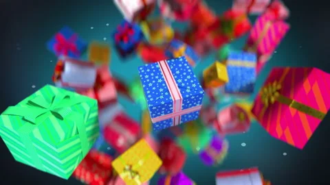Amazing exploding colorful gift boxes in slow motion 4K Stock-Footage 162728521