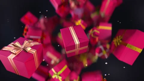 Amazing exploding colorful gift boxes in slow motion 4K Видео 162728814