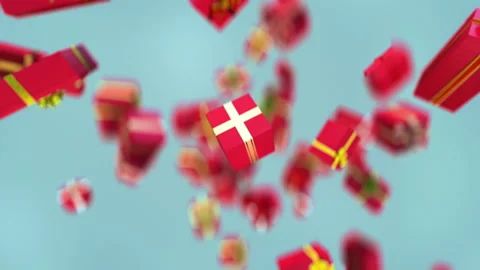 Amazing exploding colorful gift boxes in slow motion 4K Stock Footage 162729494