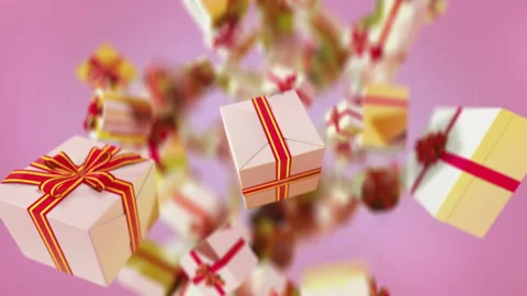 Amazing exploding colorful gift boxes in slow motion 4K Stock Footage 162731090