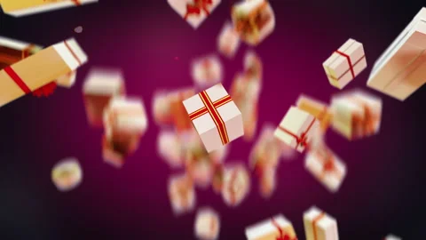 Amazing exploding colorful gift boxes in slow motion 4K Stock Footage 162731358