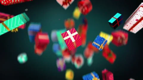 Amazing exploding colorful gift boxes in slow motion 4K Stock Footage 162732353