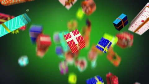 Amazing exploding colorful gift boxes in slow motion 4K Видео 162732945