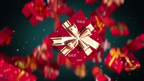 Amazing exploding "Sale" gift boxes in slow motion 4K Stock Footage 162549464