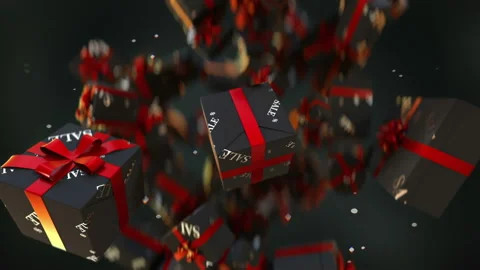 Amazing exploding "SALE" gift boxes in slow motion 4K Stock-Footage 162550577