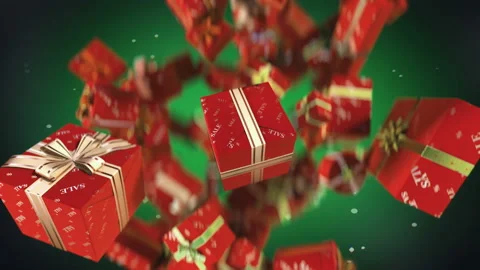 Amazing exploding "Sale" gift boxes in slow motion 4K Stock Footage 162550862