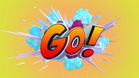 Amazing explosion animation with label GO! Stock Footage 105319438