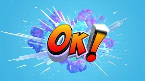 Amazing explosion animation with label Ok Stock-Footage 105311230
