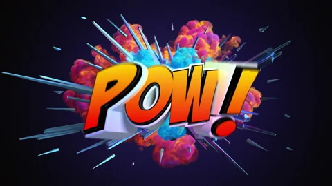 Amazing explosion animation with label Pow Stock Footage 105311216