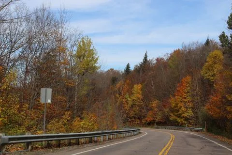 Amazing Fall Foliage Road View Stowe Vermont Mountains Fotos Stock